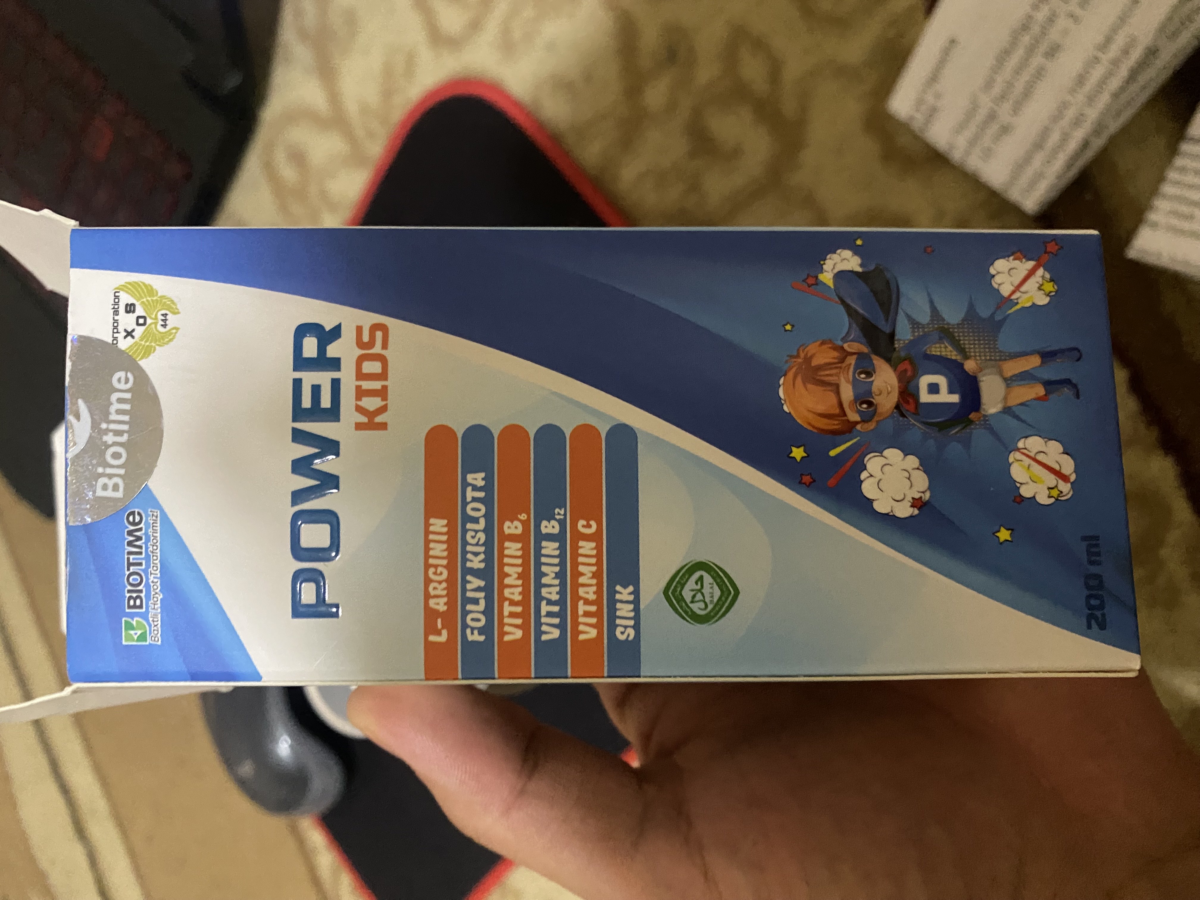 Power Kids Asab tizimi va Immunitet uchun vitaminlar to'plami,L-arginin,Sink,200ml
