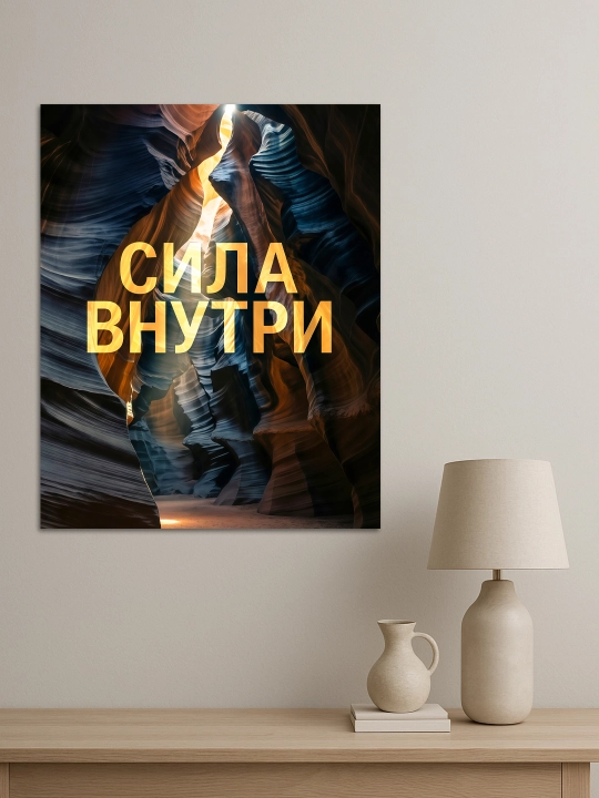 Interyer uchun xolst rasmi ARTERY "Motivatsion yozuvlar", uy uchun podramnikdagi poster