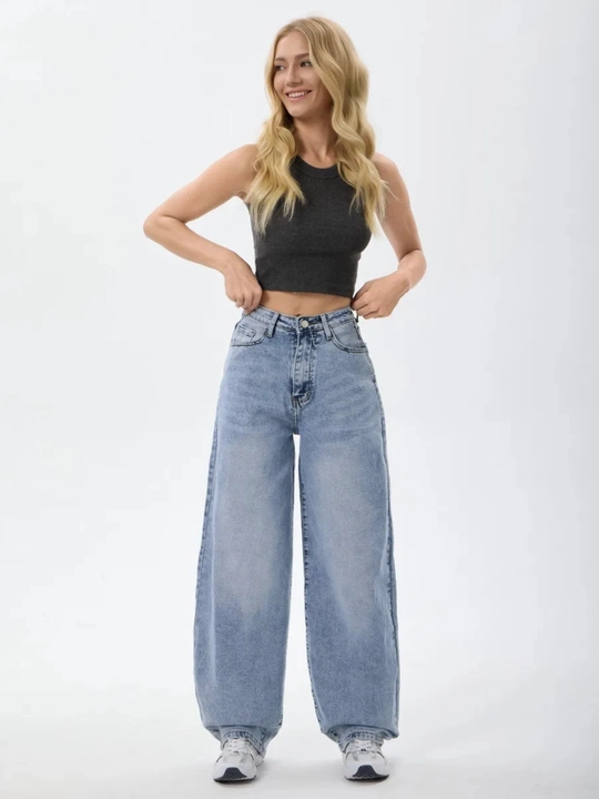 Ayollar uchun Baggy Y2K jinsi shimlar, paxtadan tikilgan, keng fason, yuqori bel, XS-2XL
