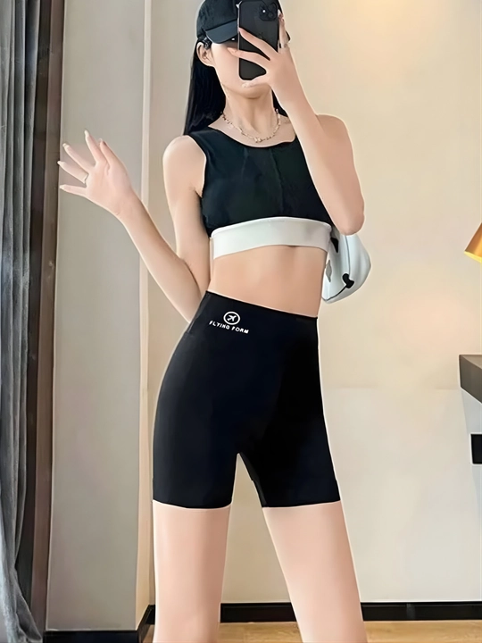 Ayollar uchun yuqori bel sport shortik – qomatni tortuvchi seamless biker short