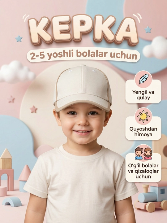 Детская кепка для детей 2–5 лет, лёгкая и удобная, для мальчиков и девочек