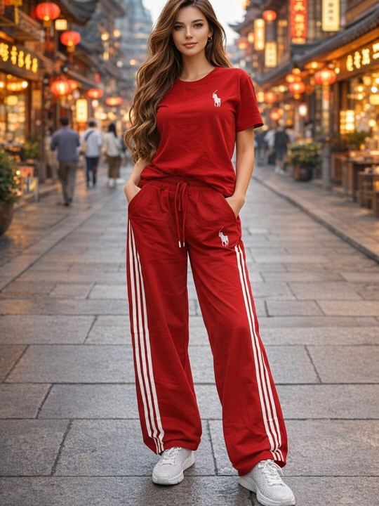 Ayollar sport kostyumi, 2tasi1, futbolka va shim, yozgi paxtalik to‘plam, standart 46-52