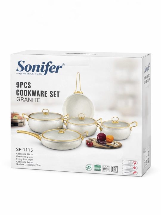 Набор посуды Sonifer SF-1115 гранит, набор кухонной посуды из 9 предметов