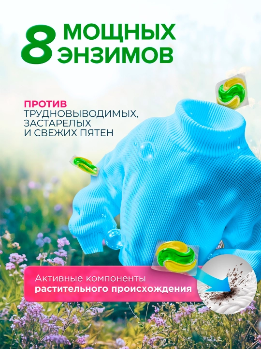 Капсулы для стирки SYNERGETIC COLOR, 40 капсул