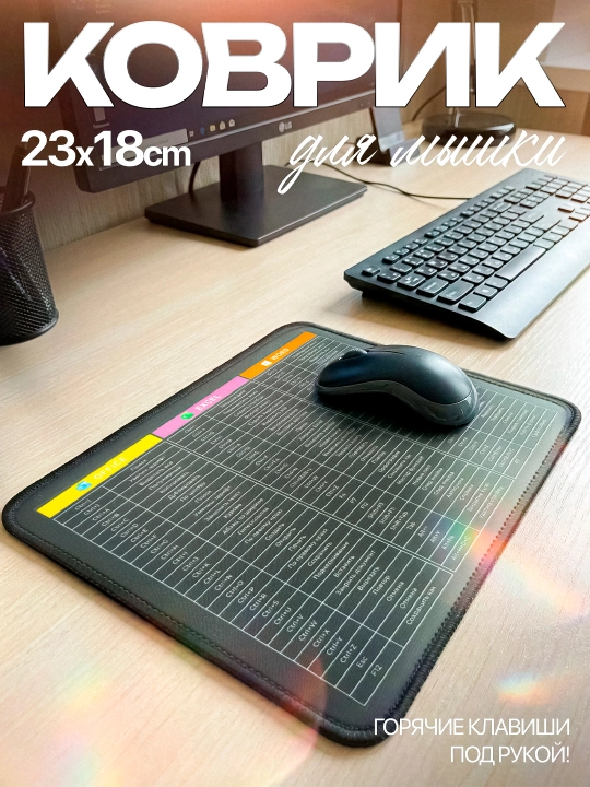 Office, Excel, Word va Photoshop yorliqlari bilan stol uchun katta klaviatura kovrigi - 