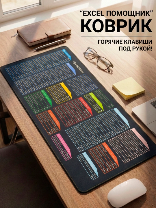 Office, Excel, Word va Photoshop yorliqlari bilan stol uchun katta klaviatura kovrigi - 