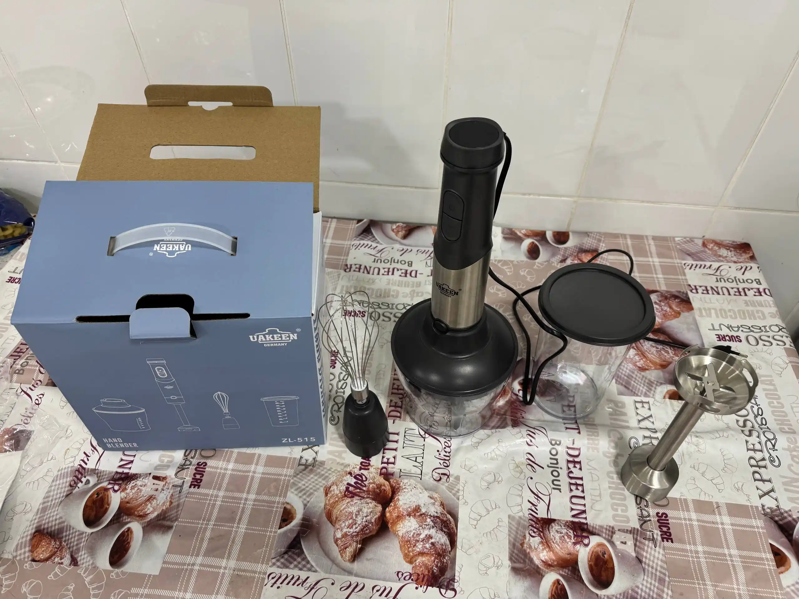 Qo'l blenderi UAKEEN ZL-515, suvga cho'mdiruvchi, ko'p funksiyali, 4 tasi 1 da, 1200 Wt