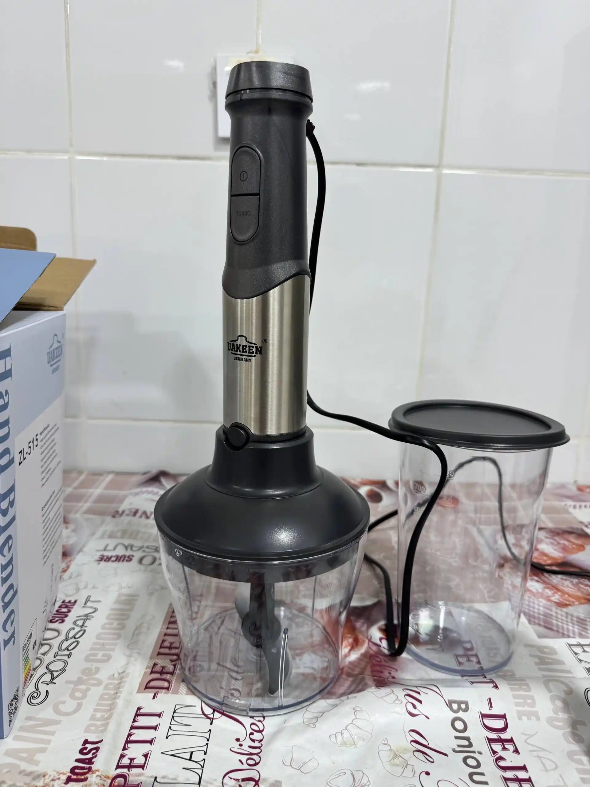 Qo'l blenderi UAKEEN ZL-515, suvga cho'mdiruvchi, ko'p funksiyali, 4 tasi 1 da, 1200 Wt