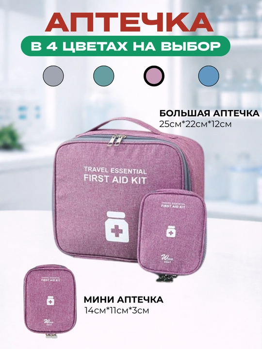 Комплект дорожных аптечек, аптечка дорожная и аптечка домашняя - 