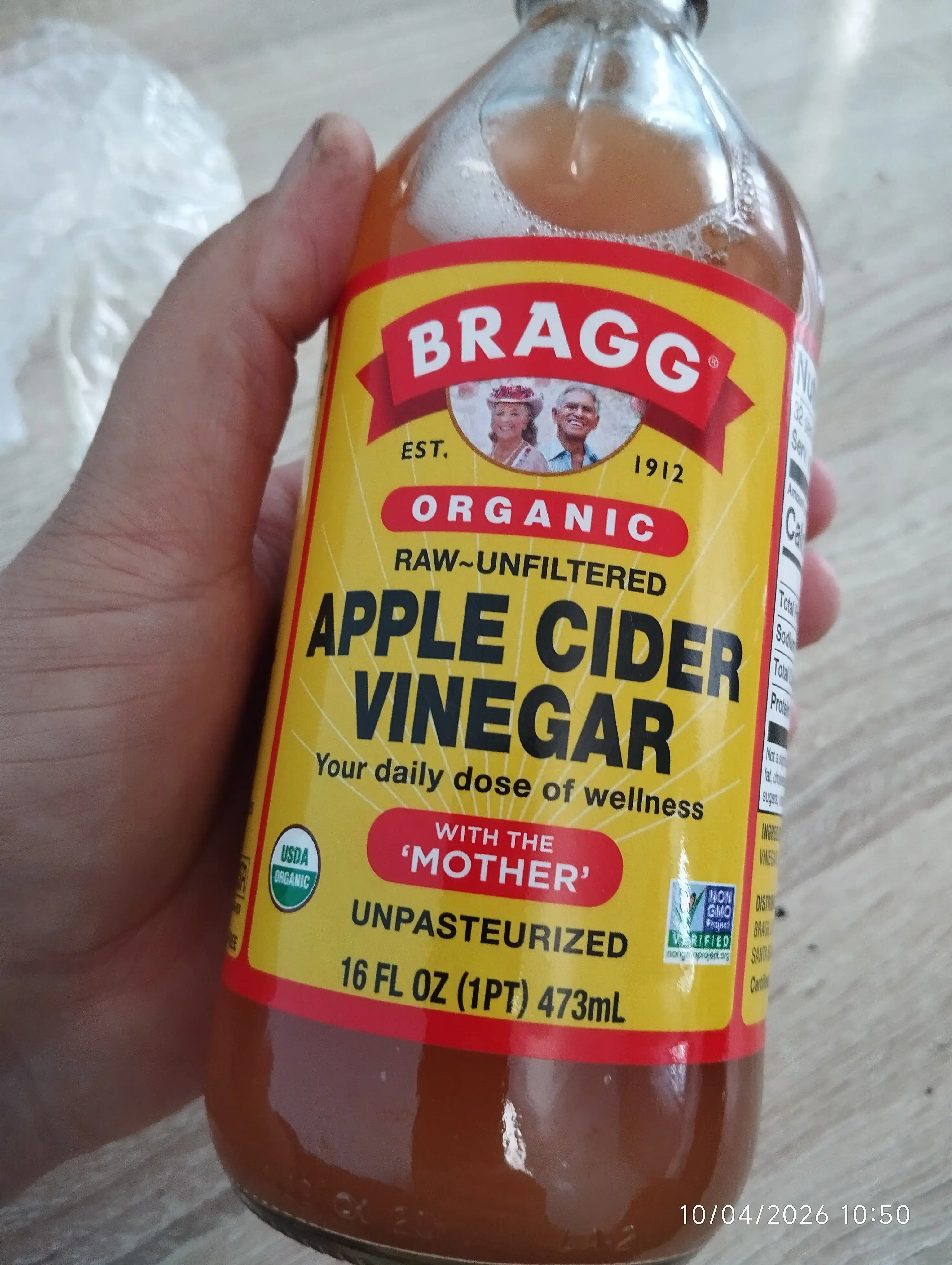 Bragg organik olma sirkasi, sirka bachadoni bilan, filtrlanmagan, 473 ml