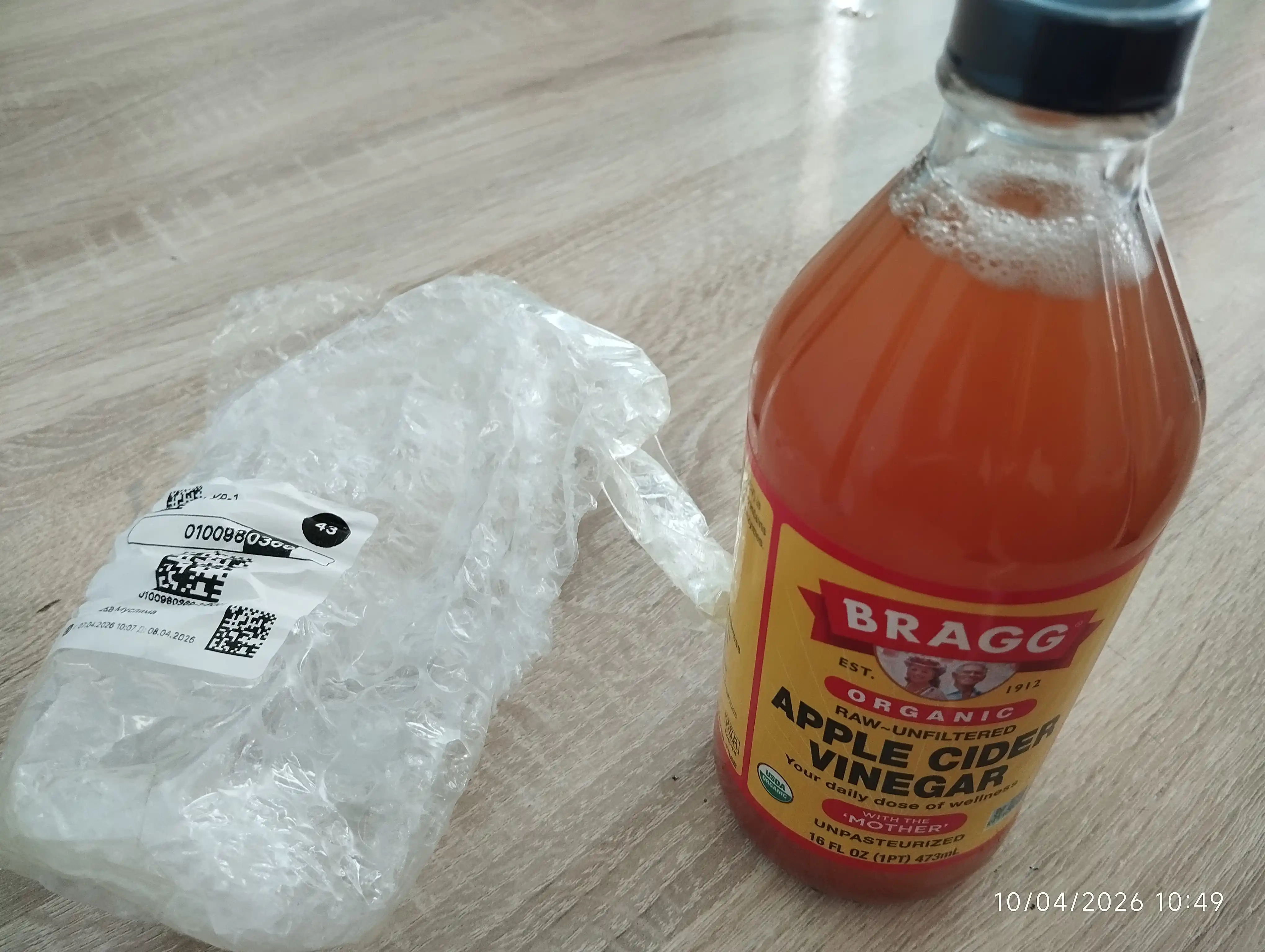 Bragg organik olma sirkasi, sirka bachadoni bilan, filtrlanmagan, 473 ml