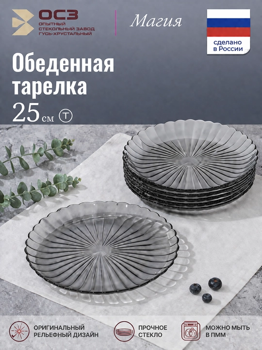 Тарелки обеденные ОСЗ Магия, 25 см, набор 6 шт - 