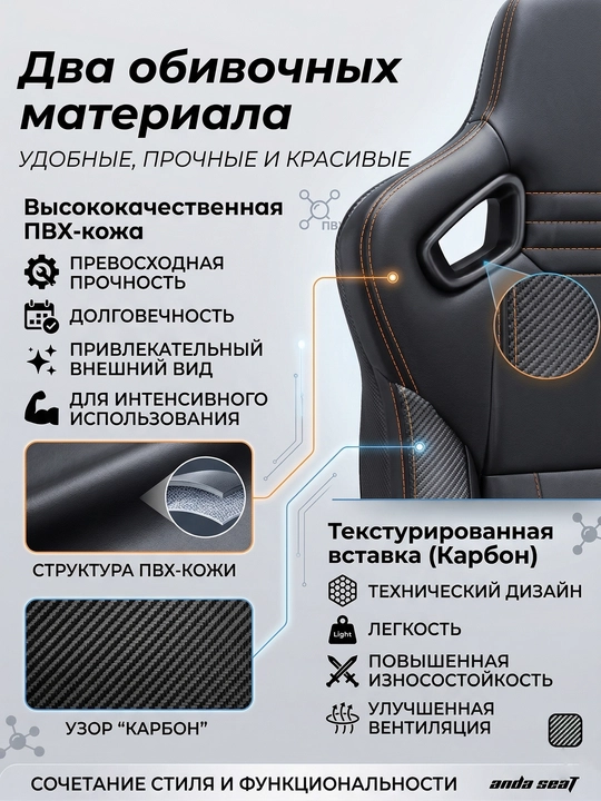 Игровое компьютерное кресло Anda Seat Kaiser3E Size L,XL Black PVC