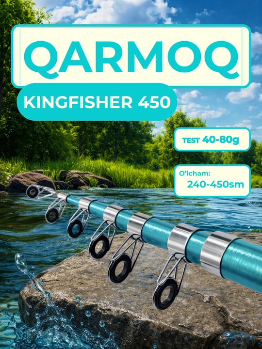 KINGFISHER 360/450 carbon teleskopik qarmoq, test 40–80 g, 240–450 sm - 