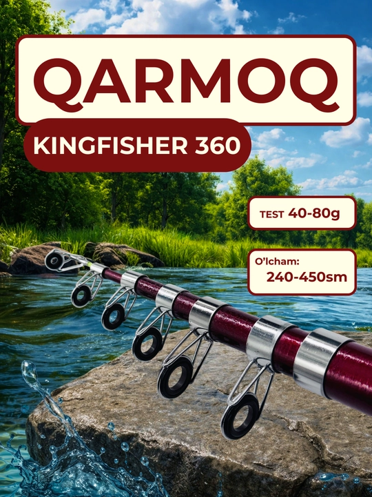 KINGFISHER 360/450 carbon teleskopik qarmoq, test 40–80 g, 240–450 sm - 