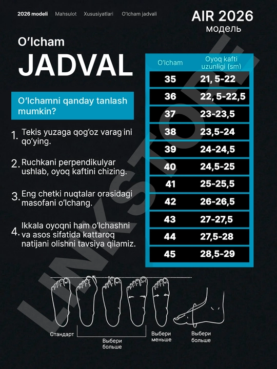 Futbol butsalar, sorokonojkalar futbol uchun, butsi bolalar uchun va erkaklarga