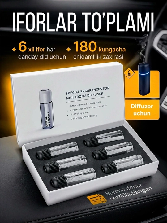 Автомабилный освежитель воздуха, 6 парфюмов для Ultra Sonic, Аромадиффузор, 6 ароматов - 