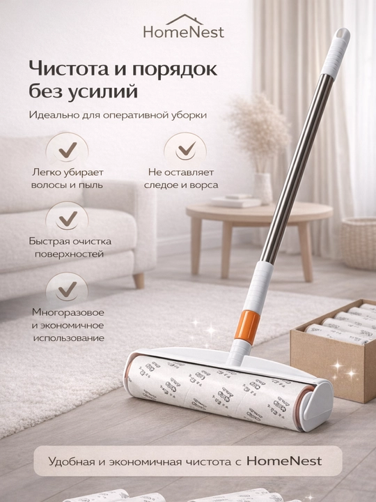 Липкая швабра, ролик для уборки пола, мебели и одежды от шерсти, волос