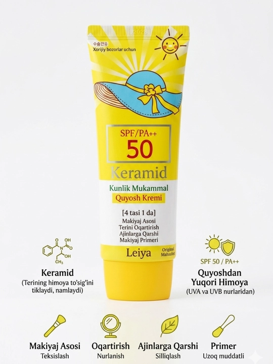Quyoshdan saqlovchi krem, spf, leiya, 50+++