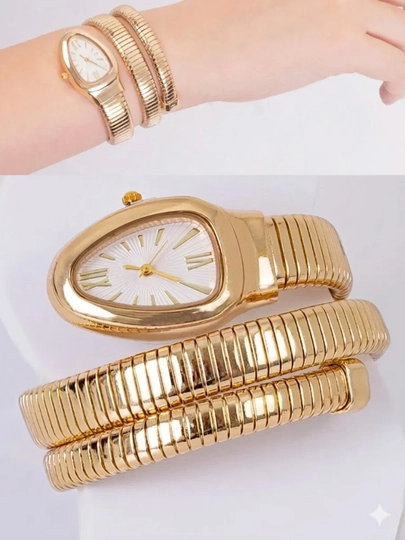 Часы женские наручные, змея Bvlgari кварцевые, со стразами + масляные духи в подарок