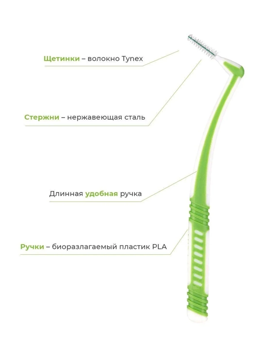 Revyline tishlar oralig‘i uchun cho‘tkachalar 0.8 mm va 1.0 mm, 6 dona to‘plam