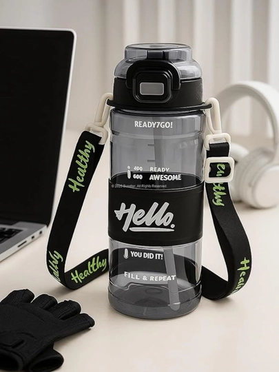Спортивная бутылка для воды 1 л, герметичная, BPA Free, многоразовая, для фитнеса, бутылка