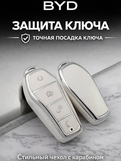 Чехлы для ключей, пульта от BYD Song, Han, Chazor, Tang, Seagull, E2, Qin, Yuan — 77CASES-BYDMODC-БЕЛЫЙ