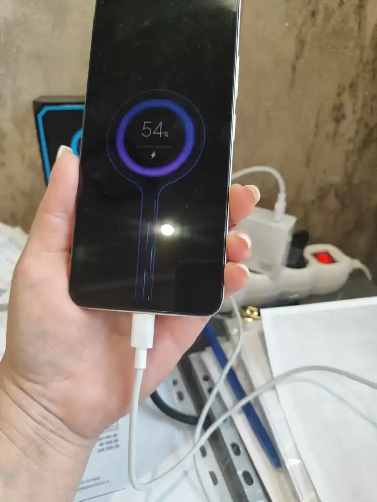 Очень быстрая зарядка 120W Турбо, мощный блок питания с кабелем Type-C, считает проценты