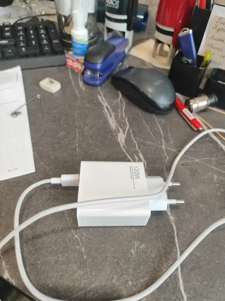 Очень быстрая зарядка 120W Турбо, мощный блок питания с кабелем Type-C, считает проценты