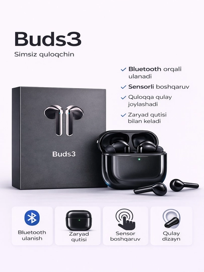 Buds3 / Buds3 Pro simsiz quloqchinlari (Bluetooth, sensorli) - 