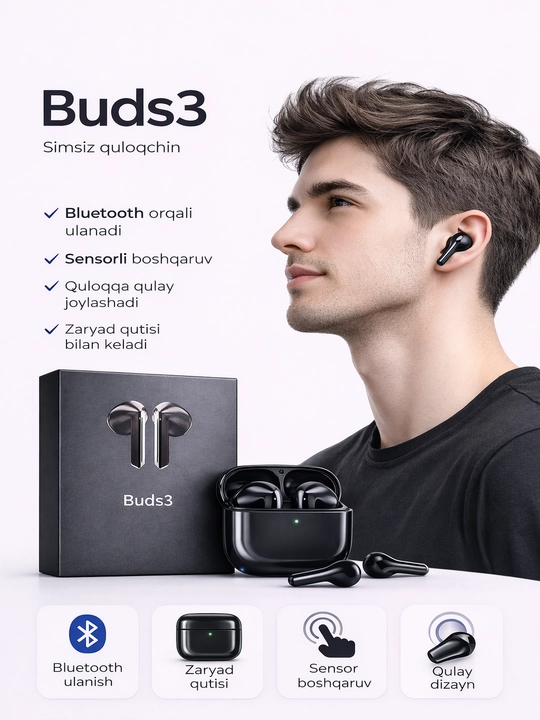 Buds3 / Buds3 Pro simsiz quloqchinlari (Bluetooth, sensorli)