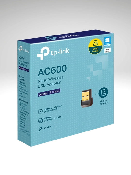 Wi-Fi adapter Tp-Link Archer T2U Nano, AC600 Dual Band, USB, Mitti dizayn - 