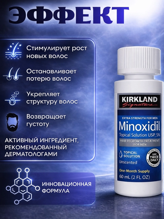Миноксидил для роста волос и бороды Minoxidil 5%, 60 мл