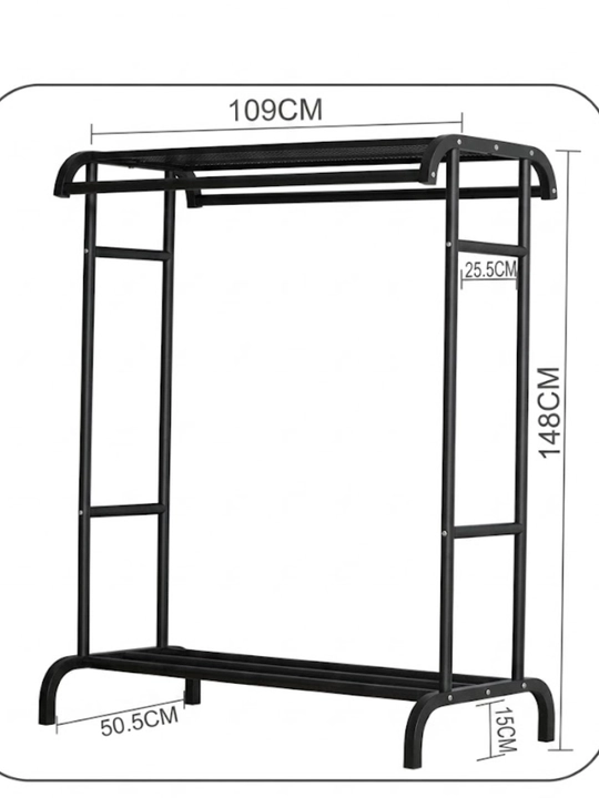 G‘ildirakli kiyim ilgichi, oyoq kiyim javoni bilan, metal, 60 kg gacha yuk ko‘taradi