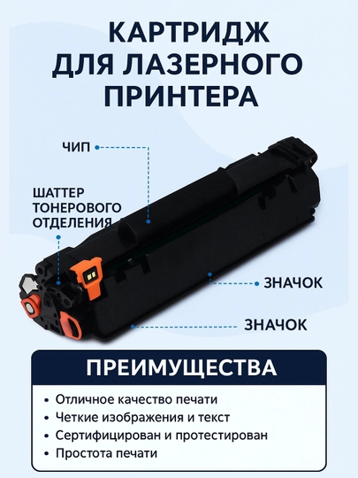 Лазерный картридж CE278A / CRG728 с чипом — для HP и Canon принтеров