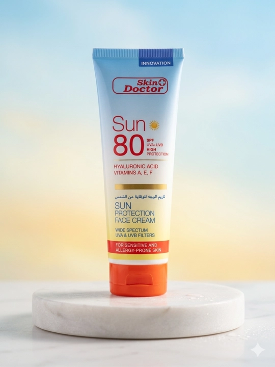 Quyoshdan himoya yuz kremi SkinDoctorSunSPF80 namlantiruvchi pigmentasiya qarshi, 125 ml
