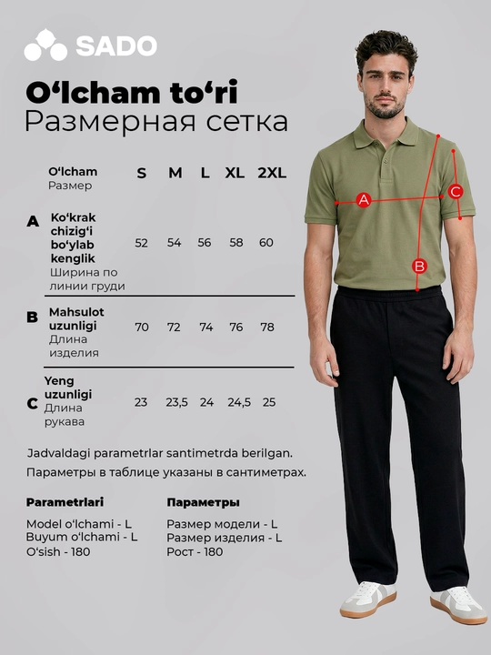 Erkaklar uchun polo futbolkasi SADO, futbolkalar erkaklar, fudbolka erkaklar, polo