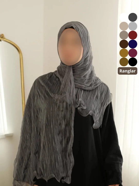 Organzal ro'moli, jingalak to‘lqinli sharf, muslima  ayollar ro'moli, romol sharf - 