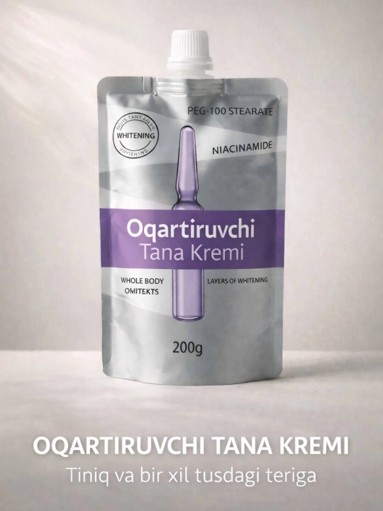 Niasinamidli zardob, yuz va tana uchun oqartiruvchi krem, namlantiruvchi loson, niqob - 