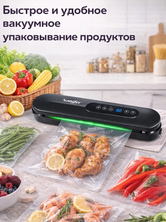 Вакууматор Sonifer, вакуумный упаковщик и рифленые пакеты для вакууматора разных размеров