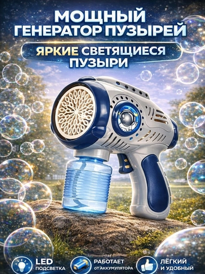 Автоматическая машина для мыльных пузырей, генератор, для детей BUBBLE GUN — UNSHOPU-PUFAKCH-ИНДИГО
