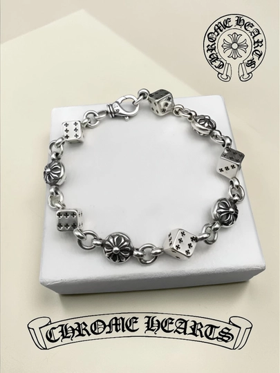 Chrome Hearts унисекс браслет, подарок y2k, стильный для мужчин, девушек y2k, бижутерия на руку — Y2KUZ-111CHROMEBRASLET-УГОЛЬН-standar-BEZUPAK