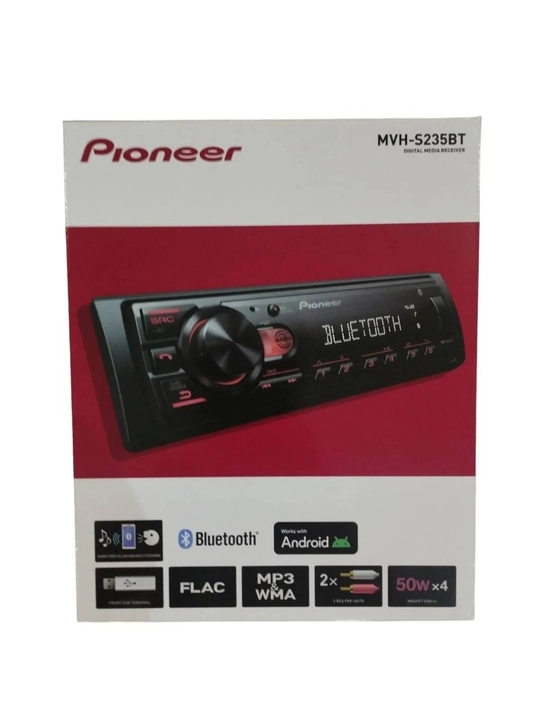 Автомагнитола для автомобиля PIONEER MVH-S235BT 1DIN черная с Bluetooth, USB и AUX
