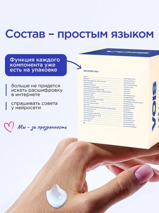 VOIS Кремы для лица: увлажняющий от акне, ночной, ниацинамидом, Q10, антивозрастной, 50 мл