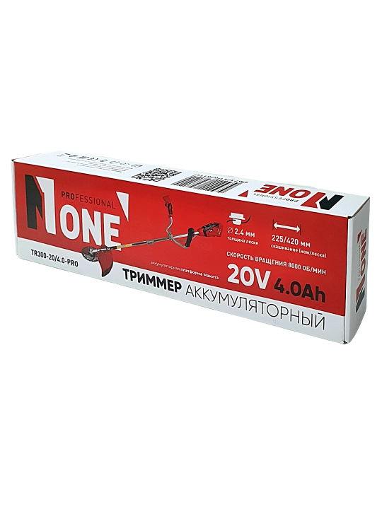 Триммер аккумуляторный NUMBER ONE TR300-20/4.0-PRO, бесщёточный, газонокосилка, 20В, 4.0Ач