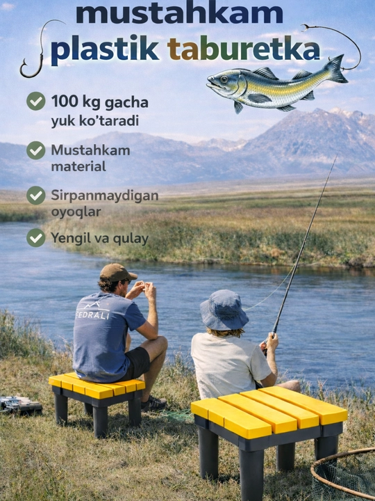 Kuchli plastik taburet, 100 kg gacha yuk ko‘taradi, bolalar va kattalar uchun