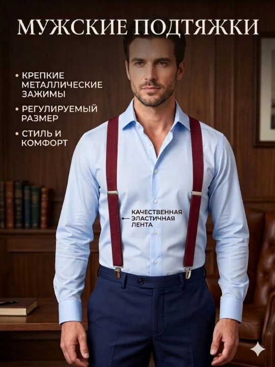 Мужские подтяжки, регулируемые, прочные, удобные и стильный дизайн - 
