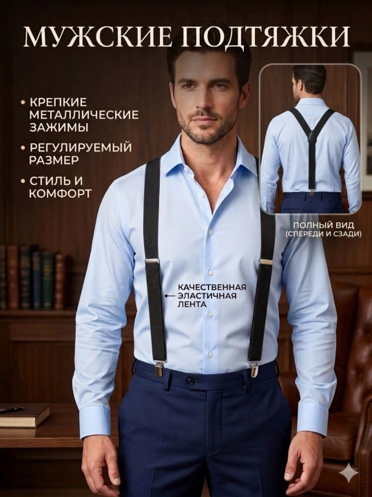 Мужские подтяжки, регулируемые, прочные, удобные и стильный дизайн - 