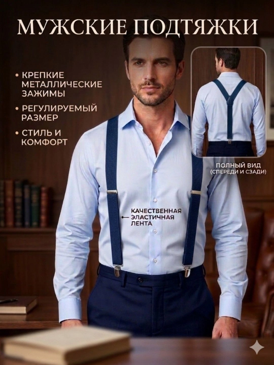 Мужские подтяжки, регулируемые, прочные, удобные и стильный дизайн - 
