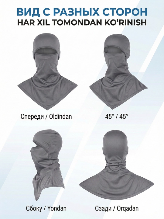 Universal balaklava niqob — UV himoya, nafas oluvchi, shamol va changga qarshi yuz niqobi